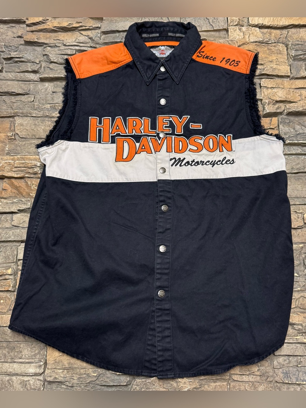 Vintage Harley Davidson Sleeveless Shirt Mens Large Graphic Cut Off Motorcycle